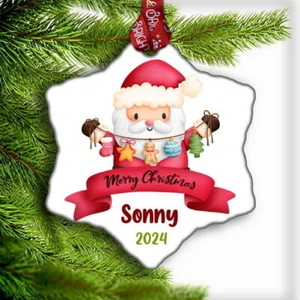 PERSONALISED CHRISTMAS TREE BAUBLE name decoration ornament santa - Picture 1 of 1