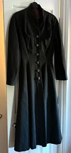 Vintage 1940s Dellbury Model grey button ladies long pure Worsted coat - Picture 1 of 12