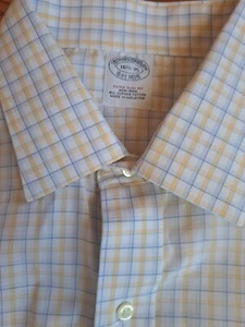 Brooks Brothers Blue Yellow and White Check Button Down Size 16-34 - Picture 1 of 2