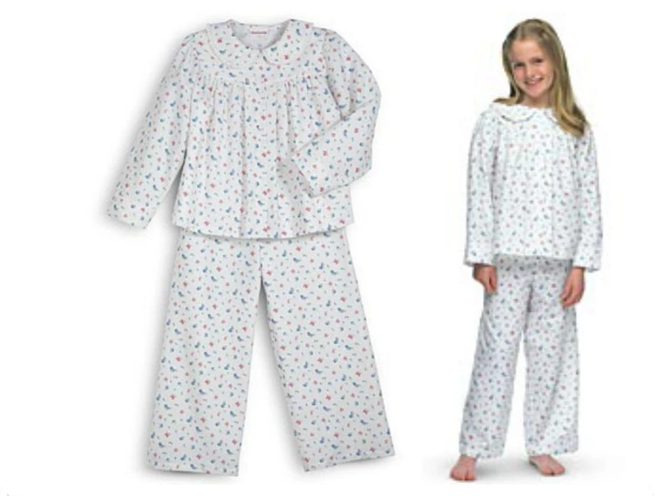 American Girl Pajamas Floral Flannel Emily Girls Size M Medium 10-12