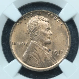 1911 D (Denver) 1C Lincoln Cent Wheat Penny - NGC MS 64 RB - Picture 1 of 4