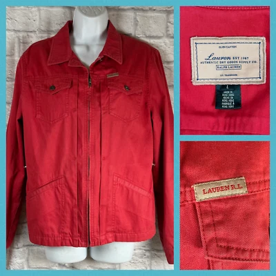 Chaqueta roja grande vintage años 90 Lauren by Ralph Lauren para mujer original con cremallera Hong Kong Foto 1 de 4