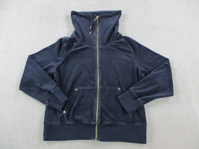 Michael Kors Jacket Womens Large Blue Velour Funnel Neck Full Zip Track Warm Up - Изображение 1 из 4