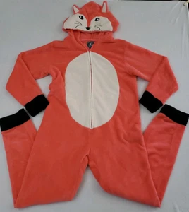 PJ Couture Hooded Hoodie SOFT Pajamas Full Zip Kitty Cat Coral Women's Large - Picture 1 of 6