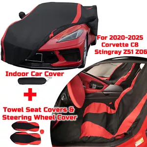 Cubierta de asiento de coche y toalla y cubierta de volante para Chevy Corvette C8 20-25 - Imagen 1 de 24