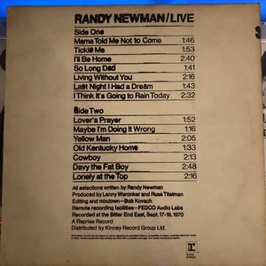 Randy Newman, Live, Vinyl Lp, Reprise 1971, VG/VG - Picture 1 of 7