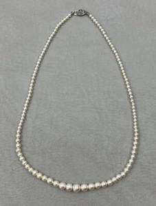 Vintage Sterling Silver Clasp Single Strand Layered Graduated Pearl Necklace - Picture 1 of 2