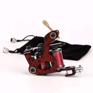 Copper Wire 10 Wraps Coils Tattoo Machine Liner Shader Carbon Steel Frame Red - Picture 1 of 6