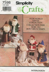 Simplicity 7598 Antiguo Mundo Papá Noel Decoraciones de Navidad Patrón de Costura Sin Cortar - Imagen 1 de 2