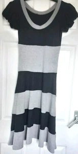 Great Condition Black/grey Stripe Jersey Dress Size S/M(8-12) - Picture 1 of 2