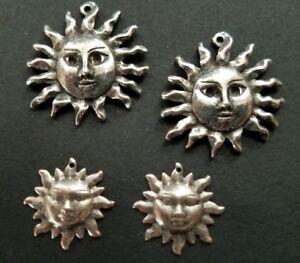 Sunflower Sun Burst Flower Silver Large and Small Earrings - Get 2 Sets - NEW