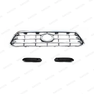 For Highlander 2008 2009 2010 Chrome Front Grille + Bumper Retainer Brackets 3PC - Image 1 of 3