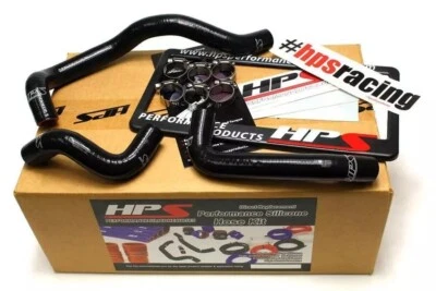 Kit de manguera de calefacción de silicona reforzada negra HPS para Nissan 240SX S14 KA24DE 95-98 Foto 1 de 4