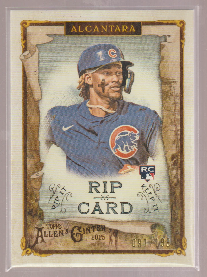 2025 Topps Allen & Ginter KEVIN ALCANTARA RC Rip Card /199 Unripped RIP-39 CUBS - Image 1 of 1