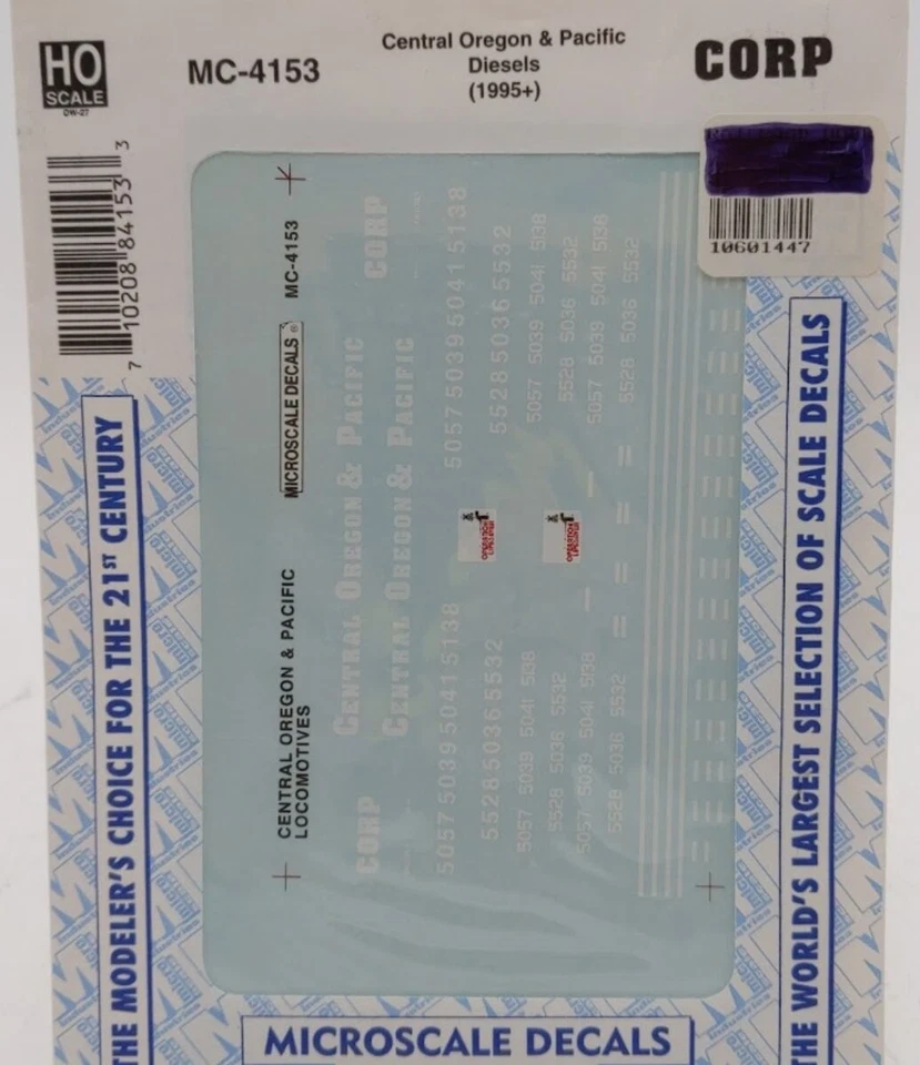 Hoja de calcomanías a microescala MC-4153 HO Central Oregon & Pacific Diesel (1995+) Foto 1 de 1
