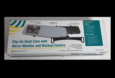 Echomaster Clip-on Dash Cam With Mirror Monitor And Backup Camera- Brand New - Image 1 of 4