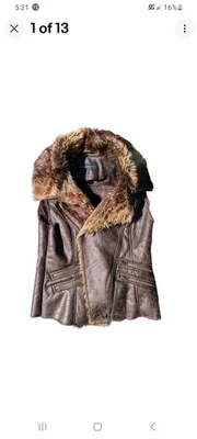 Lindo chaleco de cuero y piel envejecida vegano solo para miembros de Moto talla L marrón con cremallera Foto 1 de 4