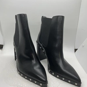 CHARLES BY CHARLES DAVID BLACK ANKLE BOOTS SILVER STUDDED 6M DODGER - Picture 1 of 6