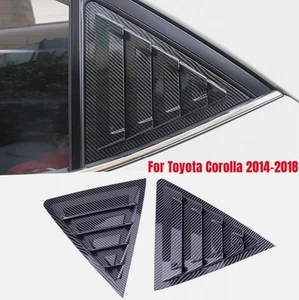 2PCS Carbon Fiber Rear Window Louver Vent Cover Trim Fit Toyota Corolla 2014-18 - Picture 1 of 8