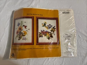 Embroidery Kit 0540 Flowers Birds & Bees The Creative Circle Wool VTG 1984 New - Picture 1 of 5