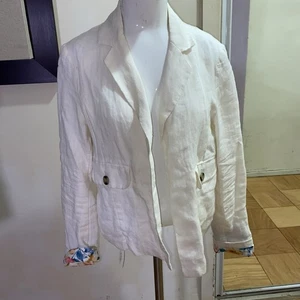 Sundance Womens Size S Blazer Jacket 100%Linen Cotton Whit Button Office Career - Picture 1 of 9