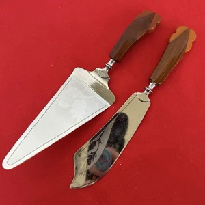 Vintage Cake Server Art Deco German Bakelite Cake Server Pie Slicer set 2pcs - Picture 1 of 9