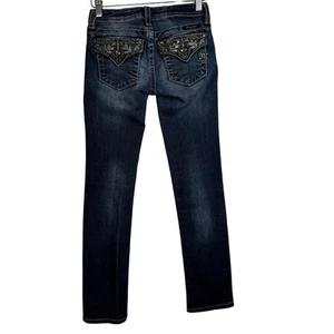 Miss Me Girls Skinny Jeans Sz 12 Flap Pockets Embroidered Embellished Rhinestone - Picture 1 of 9