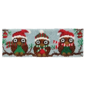 Herrschners® Winter Owls Trio Bench Pillow Latch Hook Kit - Picture 1 of 1
