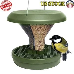Hanging Bird Feeder Rodent-Proof Dual Chambers All-Weather Green 10oz Seed Cap - Picture 1 of 7
