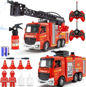 Remote Control Fire Truck, RC Fire Truck Toy Set, 2 Firetruck with Fire Extin... - Picture 1 of 11
