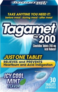 Tagamet Icy Cool Mint Säurereduzierer, Cimetidin Tabletten 200 mg, 30 Stück - Bild 1 von 12