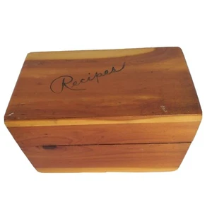 Vintage Oak Wood Shop Project Recipe Box index card file case fits 3× 5" cards - Picture 1 of 10