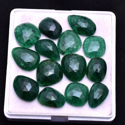 14 Pcs Natural Green Aventurine 14mm-18mm Checker Cut Untreated Loose Gemstones - Image 1 of 4