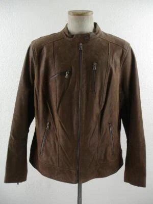 Men's 2XL Levi's Brown Split Suede Leather Cafe Racer Motorcycle Jacket Roughout - Image 1 of 4