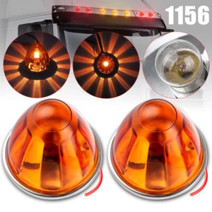2X Orange Amber Watermelon Light Glass W/1156 LED Bulb Light for Side Marker AU - Picture 1 of 12