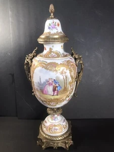 Antique Sevres Hand Painted Porcelain Urn/Vase/Bronze Ormolu/France C.1870/20 “H - Picture 1 of 12