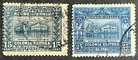 Eritrea Stamps #47-48 Used Complete Set 1910-29 Cover