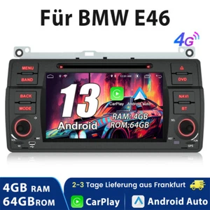 4+64G Carplay Android 13 Autoradio Für BMW 3er E46 GPS Nav WIFI DAB+ SWC CD DVD - Bild 1 von 14