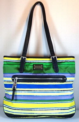 Dana Buchman Tote Womens Large Striped Polyester Shopper Shoulder Bag - Image 1 of 4