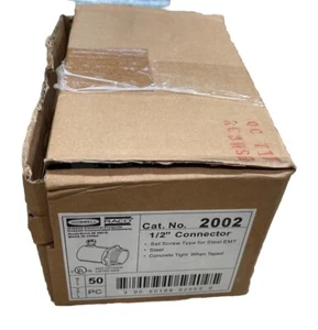 (Box of 50) Raco Hubbell 2002 1/2" Connector Screw Type for Steel EMT - Picture 1 of 5