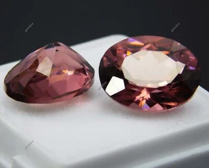 Par de piedras preciosas sueltas naturales corte ovalado zafiro Padparadscha certificado 20,75 quilates - Imagen 1 de 12