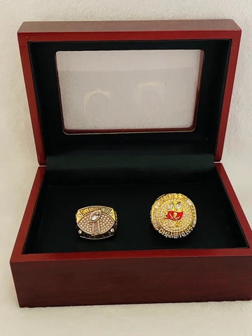 2 PCS Tampa Bay Buccaneers Super Bowl Ring SET W Case, 🇺🇸 SHIP Cover