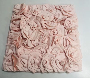 Silk Raised 3D Rose Throw Pillow Cover Blush Pink Nursery Girls Bedroom Decor - Picture 1 of 5