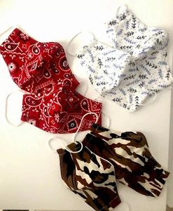 Mommy & Me 2pc Handmade 100%Cotton Face Masks-Nose Wire Adult/Kids - Picture 1 of 4