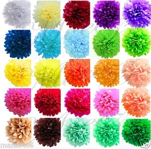 3 X TISSUE PAPER POM POMS 12" CHRISTMAS NEW YEAR PARTY HANGING DECORATIONS UK - Picture 1 of 24