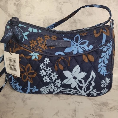 Vera Bradley Little Crossbody Shoulder Bag Java Floral Adjustable Strap Blue NWT - Image 1 of 4