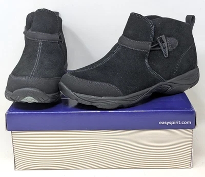 Easy Spirit Explore24 Womens 8 M Eselita Black Suede Leather Ankle Booties Boots - Image 1 of 4