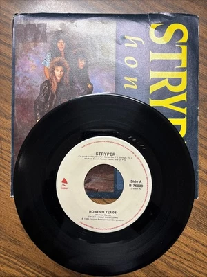 Stryper – Honestly / Sing-Along-Song, 45 RPM EX w/ PS NICE Vinyl - Image 1 of 4