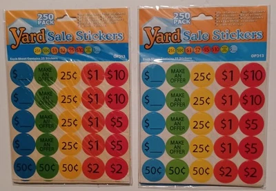 Vintage New Old Stock NOS 500 Pcs Colorful Garage Yard Sale Price Stickers Tags - Image 1 of 3