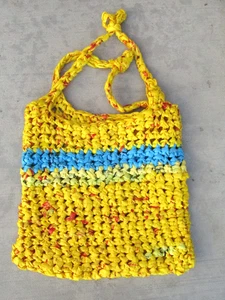 SHOULDER BAG TOTE RECYCLED PLASTIC GROCERY BAGS AMERICAN HAND MADE FOLK HOBO ART - Picture 1 of 9